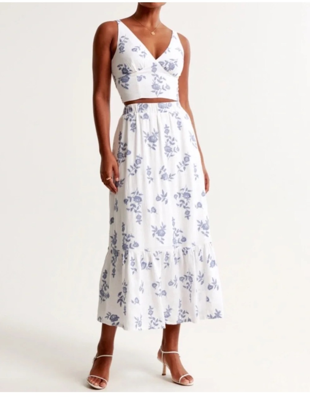 Abercrombie Blue & White Floral Midi Skirt